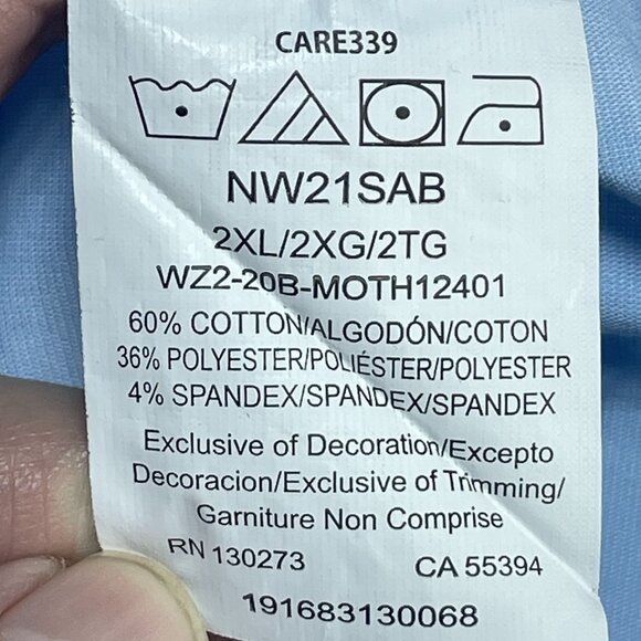 Wrangler Outdoor Vented Mens 2X Long Sleeve Blue Snaps Roll Up Sleeves Pockets - Picture 7 of 8